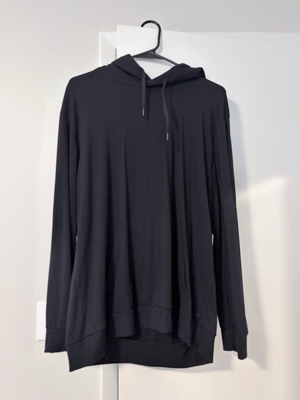 Black Lightweight Hooded Pullover Sweatshirt